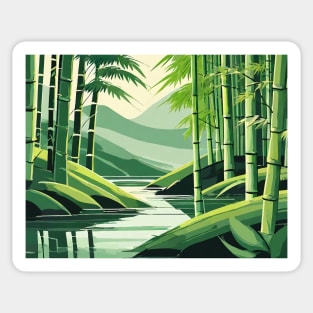 Bamboo forest with river Sticker